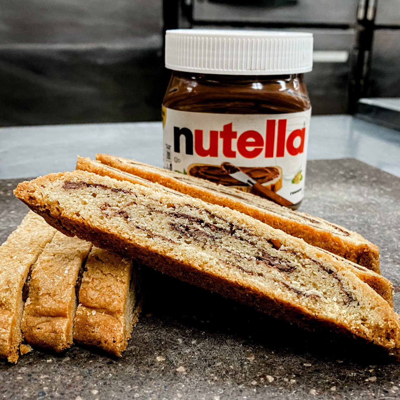 Nutella Hazelnut Swirl Biscotti (One Dozen)